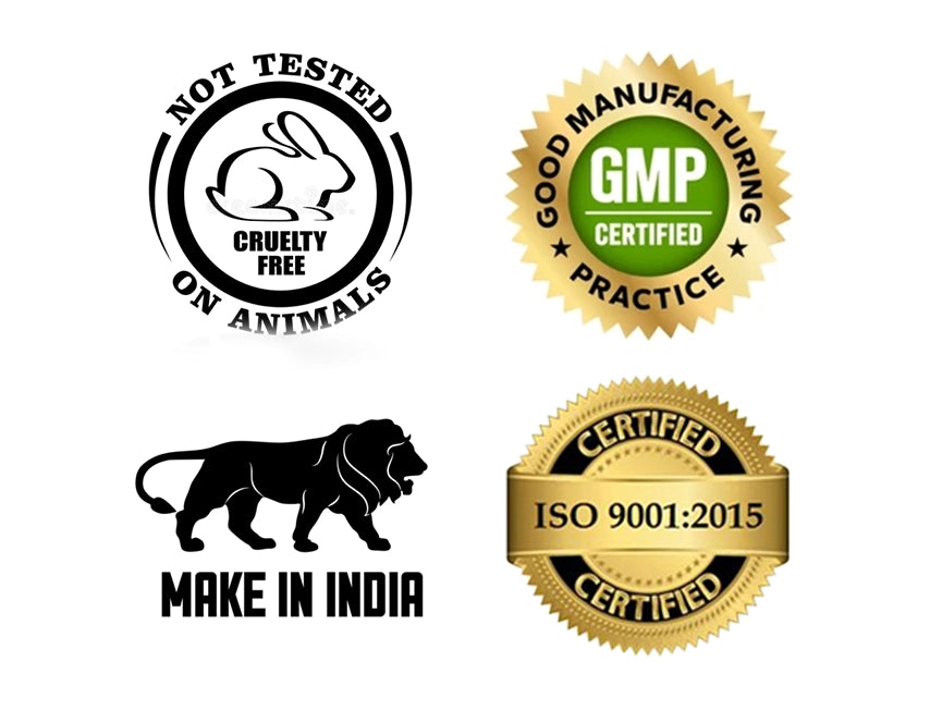 Mobile banner showing Adivasi Herbal Hair Oil certifications – GMP, ISO, cruelty-free, Made in India